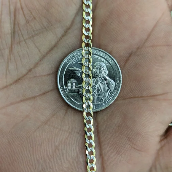 10kt Real Solid Gold Cuban Diamond Cut Chain 3.6mm 22 inch - Picture 10 of 12